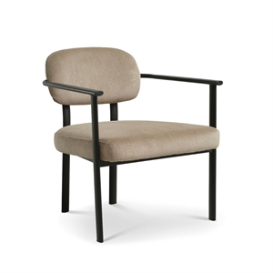 LINGUS LOUNGESTOL - BLACK METAL - BEIGE WAVE STOF - STÆRK PRIS